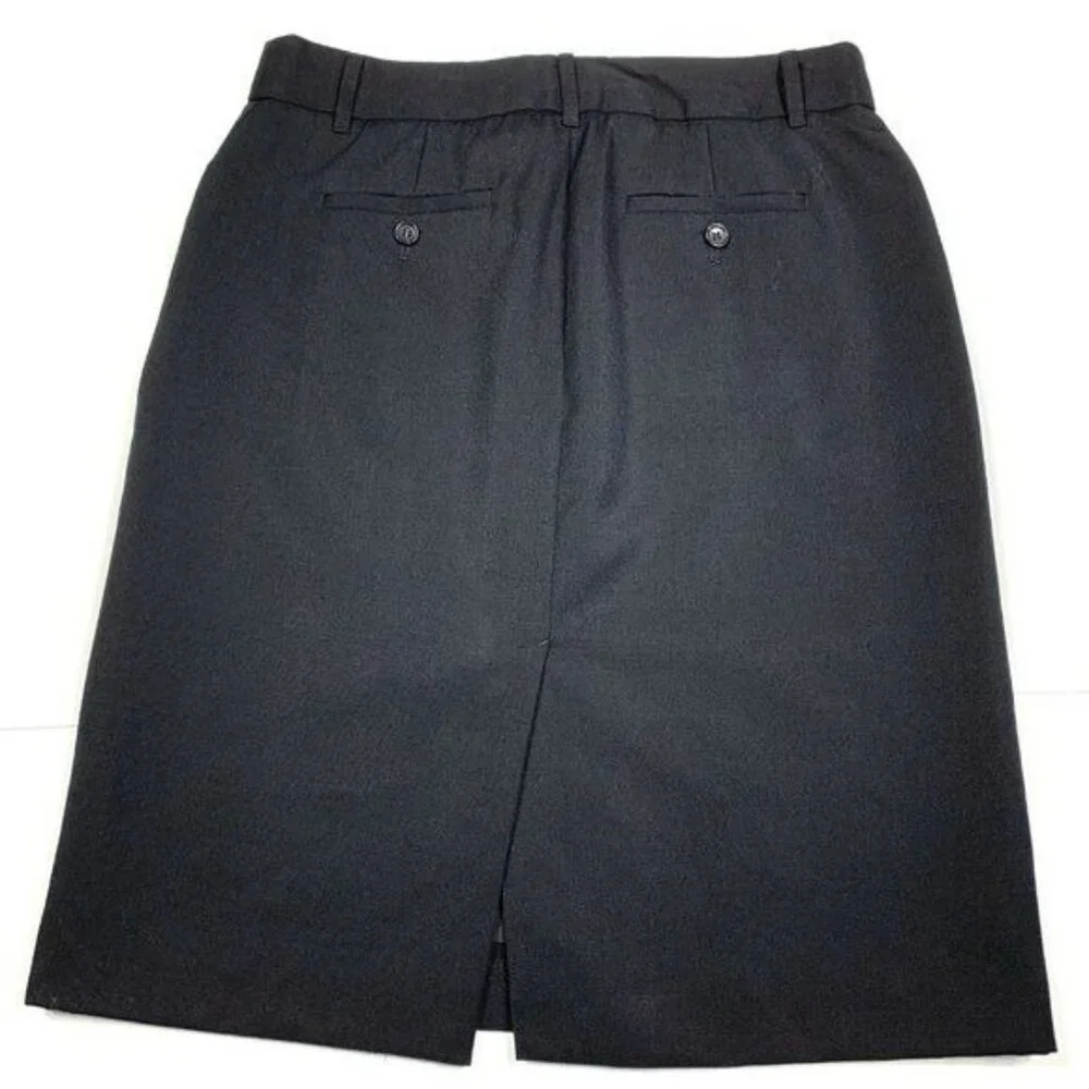 Vintage J. Crew Black Wool Lined Career Pencil Skirt Size 8 Made in Japan
